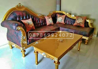 Kursi Sofa Tamu mewah sudut ukiran klasik elegan kayu jati berkualitas